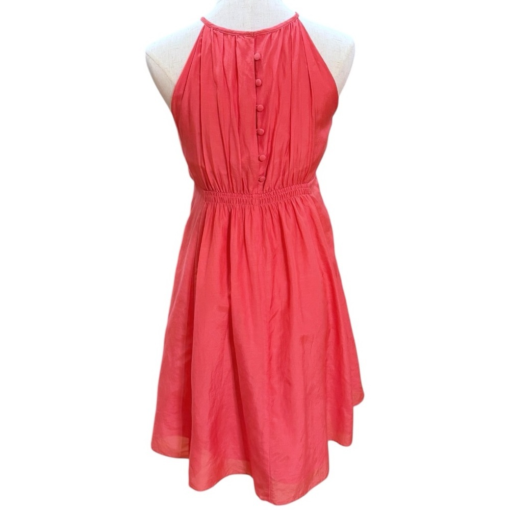 Esley Coral Halter Dress Cotton Silk NWT Size L - Picture 3 of 7